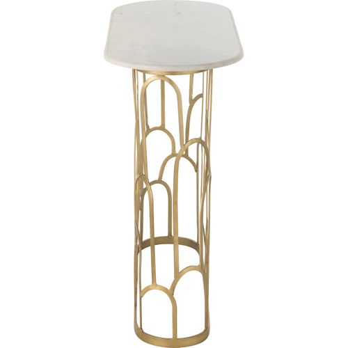 Console Dorée Élégante Avec Plateau En Marbre Blanc Design Art Déco