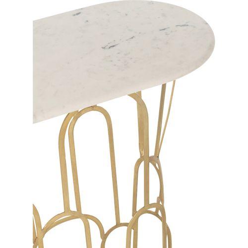 Console Dorée Élégante Avec Plateau En Marbre Blanc Design Art Déco