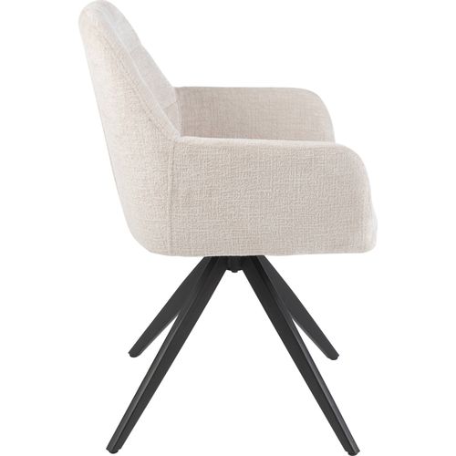 Chaise Lounge Acier Et Tissu Ivoire Confort Moderne