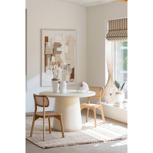 Table à Manger En Bois Beige Design Contemporain Blanc Épuré