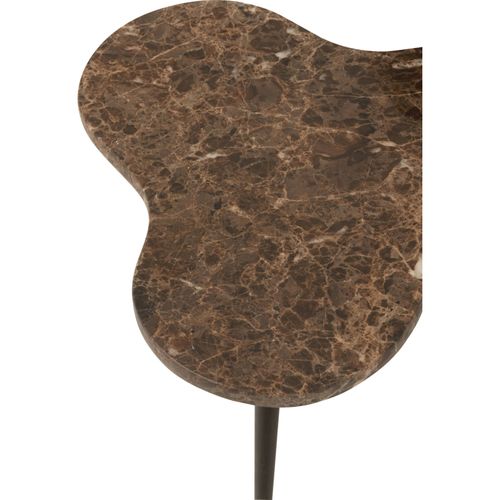 Table Gigogne Abeille En Marbre Marron Et Métal Noir Design