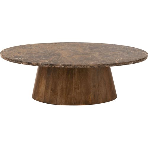 Table Basse Ovale En Marbre Et Bois De Manguier Marron