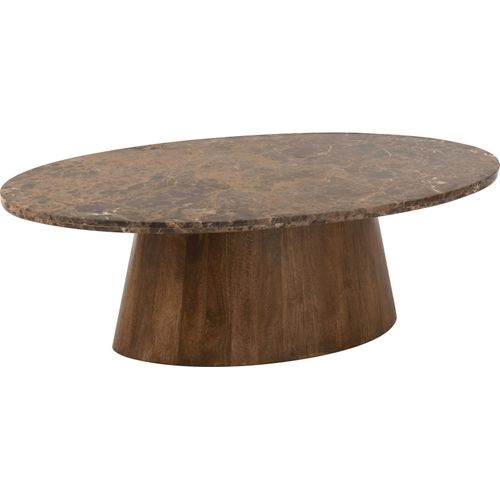 Table Basse Ovale En Marbre Et Bois De Manguier Marron