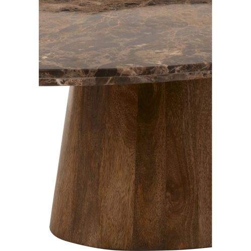 Table Basse Ovale En Marbre Et Bois De Manguier Marron