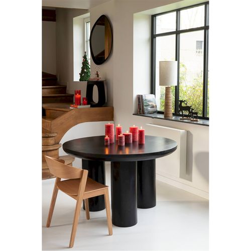 Table à Manger Ronde Bois De Manguier Noir Design Contemporain