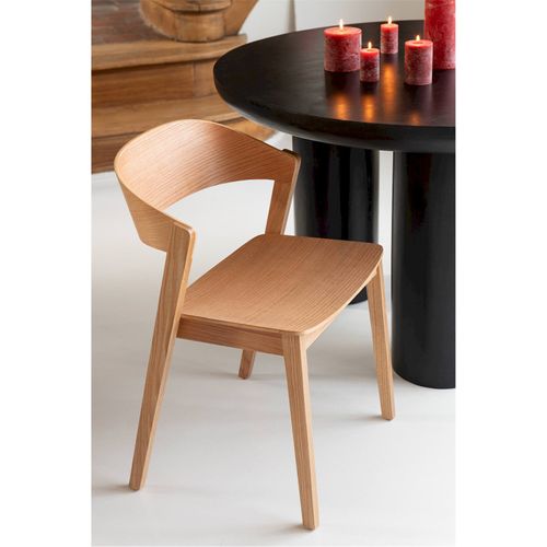 Table à Manger Ronde Bois De Manguier Noir Design Contemporain