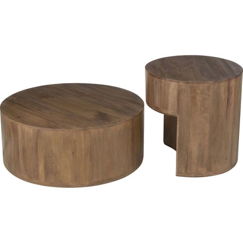 Table Basse Ronde En Bois De Manguier Marron Design Contemporain
