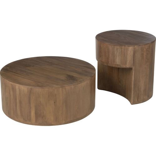 Table Basse Ronde En Bois De Manguier Marron Design Contemporain