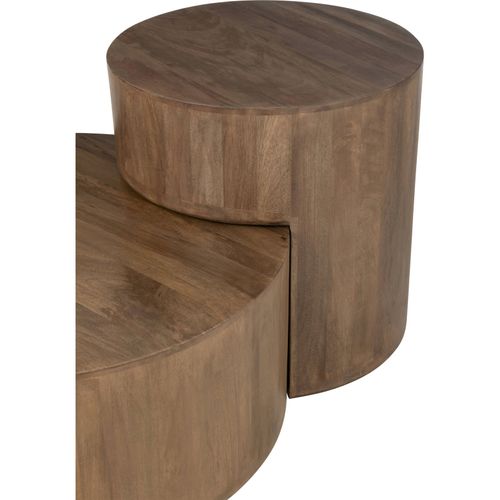 Table Basse Ronde En Bois De Manguier Marron Design Contemporain