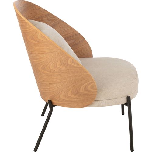 Chaise Lounge Bois Naturel Et Métal Beige Confort Élégant
