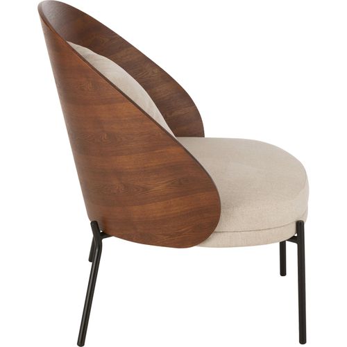 Chaise Lounge Bois Et Métal Marron Beige Style Contemporain