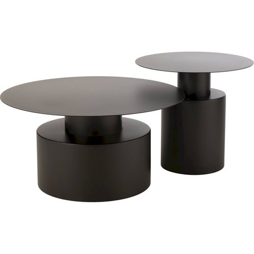 Table Basse Ronde En Métal Noir Design Contemporain Salon Élégant