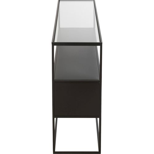 Console Carrée En Métal Et Verre Noir Design Contemporain Élégant