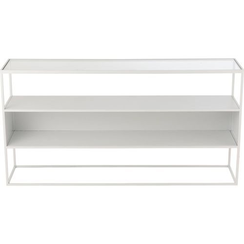 Console Design Blanc En Métal Et Verre Pour Salon Contemporain