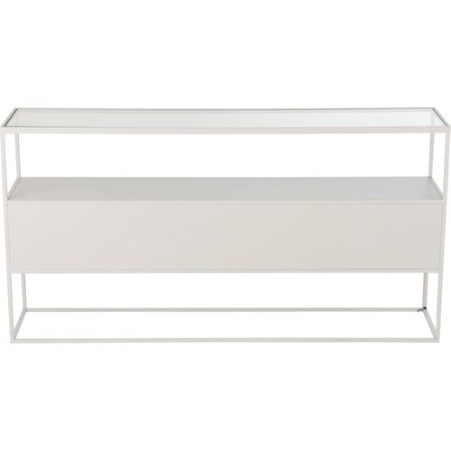 Console Design Blanc En Métal Et Verre Pour Salon Contemporain