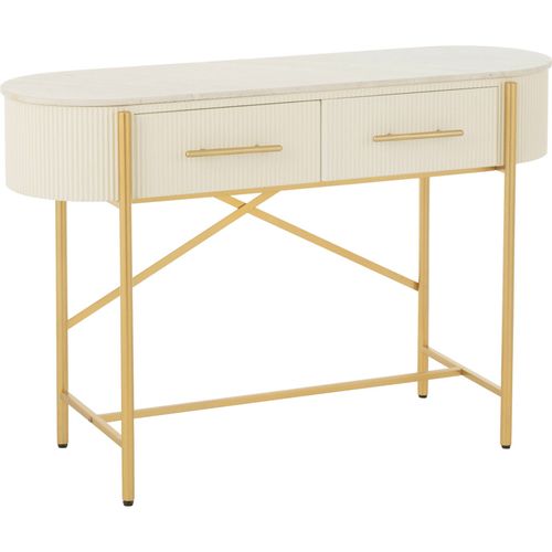 Console Design Blanc En Métal Et Verre Pour Salon Contemporain