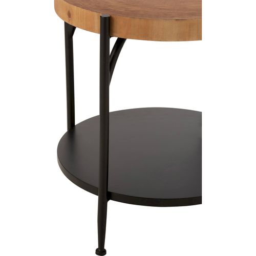 Table D'appoint Design Bois Naturel Et Métal Noir Élégante