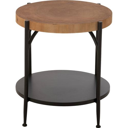 Table D'appoint Design Bois Naturel Et Métal Noir Élégante