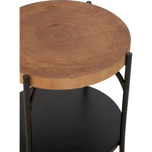 Table D'appoint Design Bois Naturel Et Métal Noir Élégante