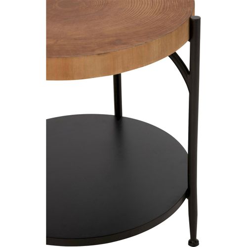 Table D'appoint Design Bois Naturel Et Métal Noir Élégante
