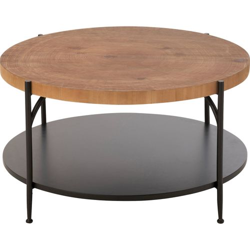 Table Basse Bois Naturel Et Métal Noir Style Contemporain