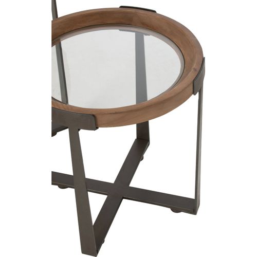 Table Basse Ronde Verre Et Bois Naturel Style Contemporain