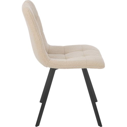 Chaise Design Blanche Assise Tissu Pieds Métal Marron Élégant