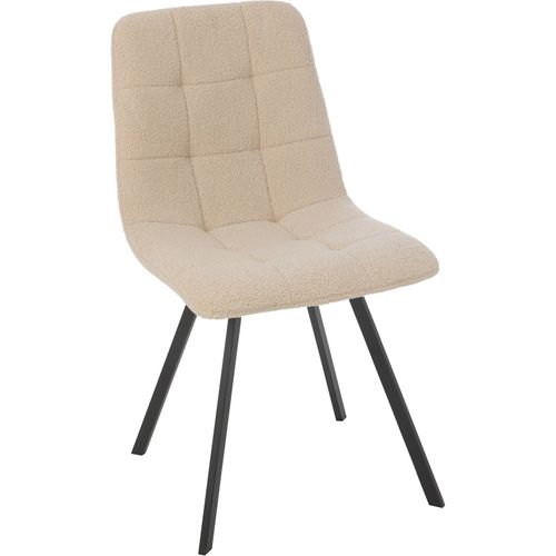 Chaise Design Blanche Assise Tissu Pieds Métal Marron Élégant