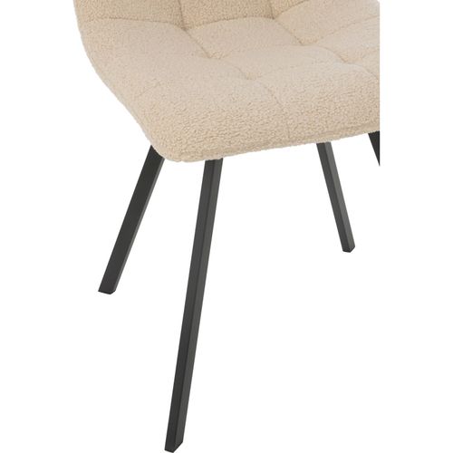 Chaise Design Blanche Assise Tissu Pieds Métal Marron Élégant