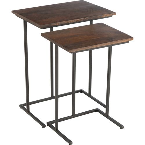 Table Rectangulaire Fer Et Bois De Manguier Brun Noir Design Industriel