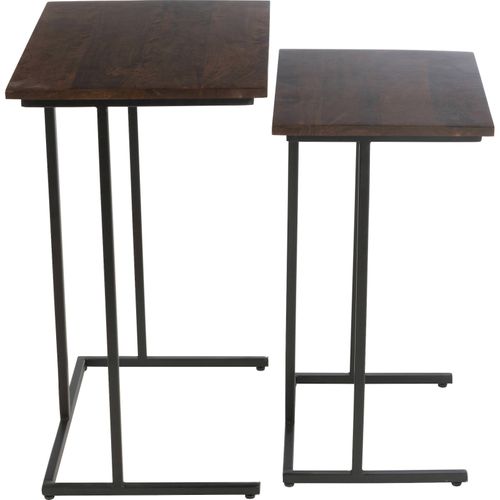 Table Rectangulaire Fer Et Bois De Manguier Brun Noir Design Industriel