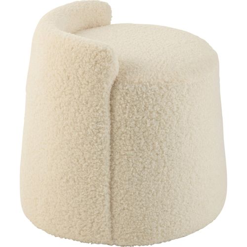Pouf Rond Blanc Dossier Bouclé Confort Cocooning Élégant