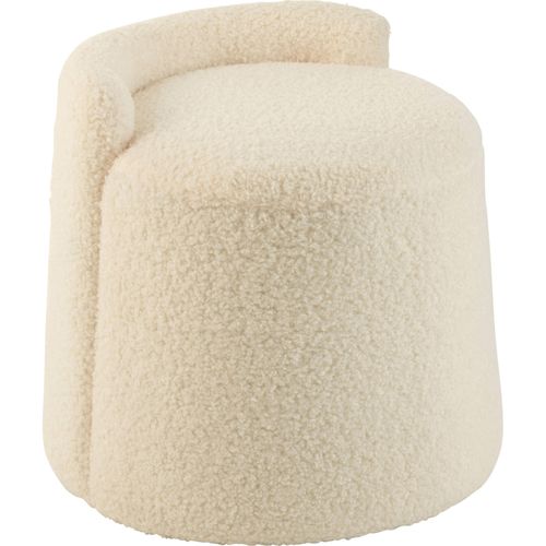 Pouf Rond Blanc Dossier Bouclé Confort Cocooning Élégant