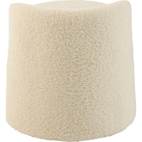Pouf Rond Blanc Dossier Bouclé Confort Cocooning Élégant