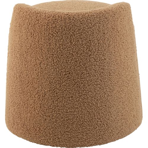 Pouf Rond Dossier Bouclé Camel Assise Confortable Marron