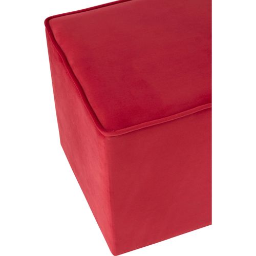 Pouf Cube Velours Framboise Assise Élégante Rose Déco Salon