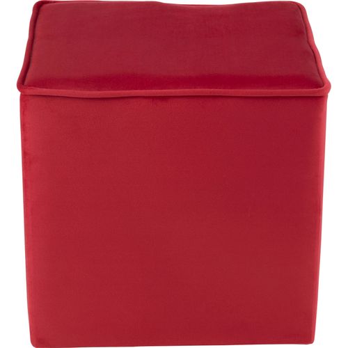 Pouf Cube Velours Framboise Assise Élégante Rose Déco Salon