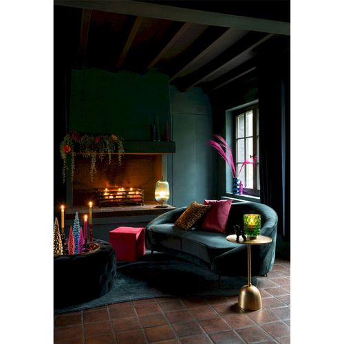 Pouf Cube Velours Framboise Assise Élégante Rose Déco Salon