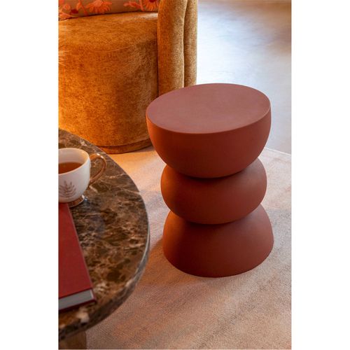 Table D'appoint En Métal Finition Rouille Orange Tendance