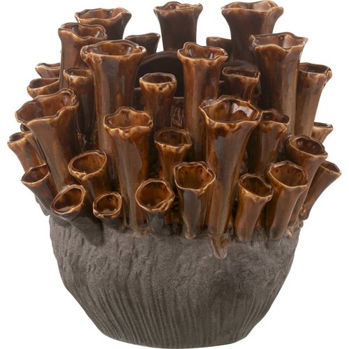 Vase Anémone En Porcelaine Marron Gris Décoration Moderne