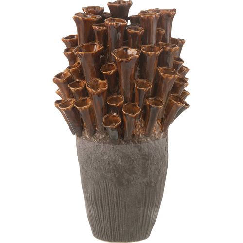 Vase Anémone En Porcelaine Marron Gris Design Élégant