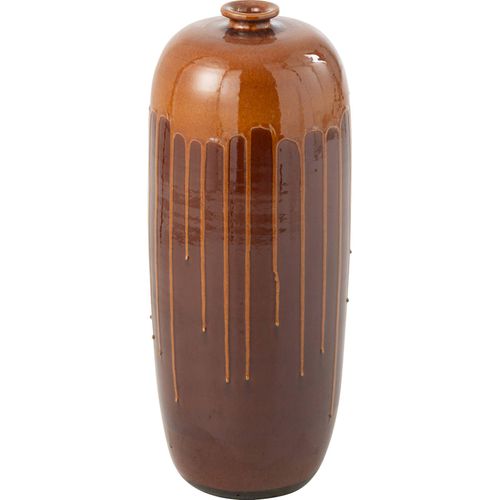 Vase En Poterie Marron Orange Finition Brillante Décorative