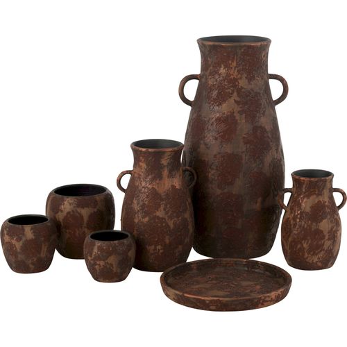 Vase Amphore En Terre Cuite Marron Effet Rouille Élégant