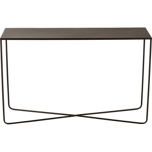 Console Rectangulaire Design Noir Pied Croisé En Métal Élégant