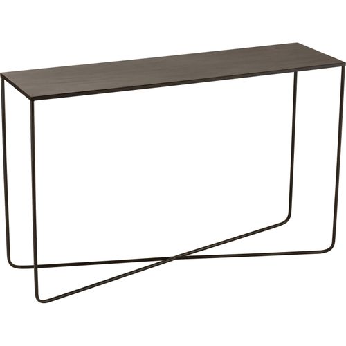 Console Rectangulaire Design Noir Pied Croisé En Métal Élégant