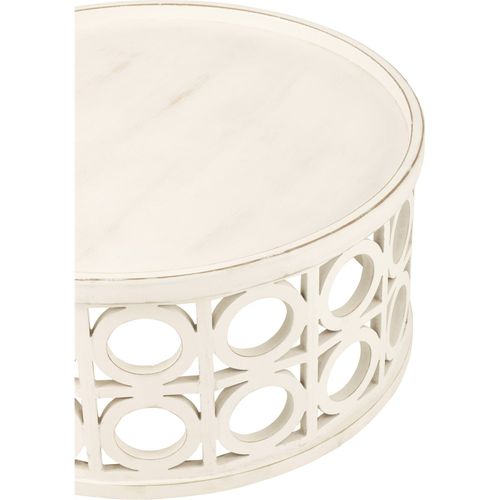 Table Basse Sculptée Blanche En Bois Esprit Contemporain