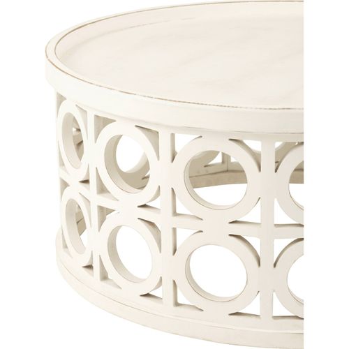 Table Basse Sculptée Blanche En Bois Esprit Contemporain