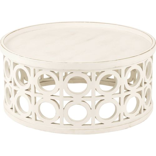 Table Basse Sculptée Blanche En Bois Esprit Contemporain