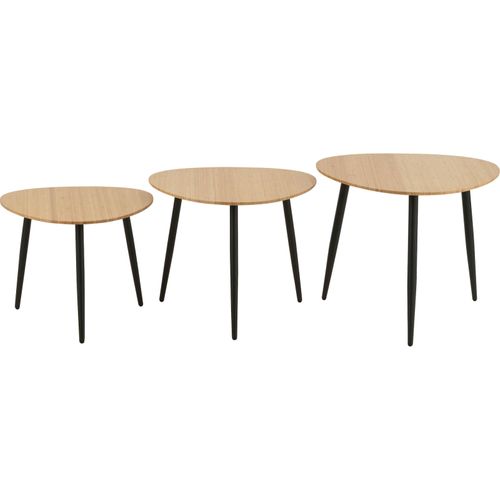 Table Gigogne Palette Bambou Naturel Pieds Métal Noir Élégant