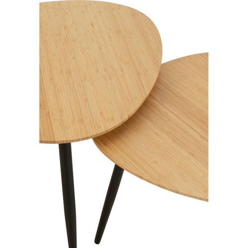 Table Gigogne Palette Bambou Naturel Pieds Métal Noir Élégant